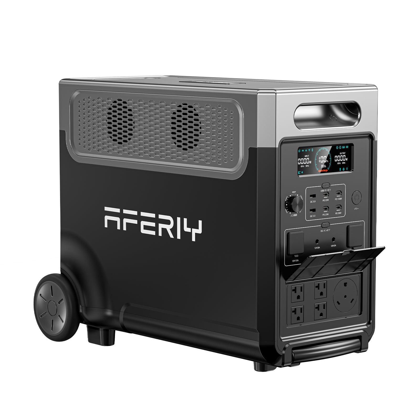 AFERIY P310 portable power station with AC outlets, USB ports and LCD display