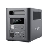 Front view of AFERIY Nomad1800 showing LCD display and multiple AC/DC output ports.