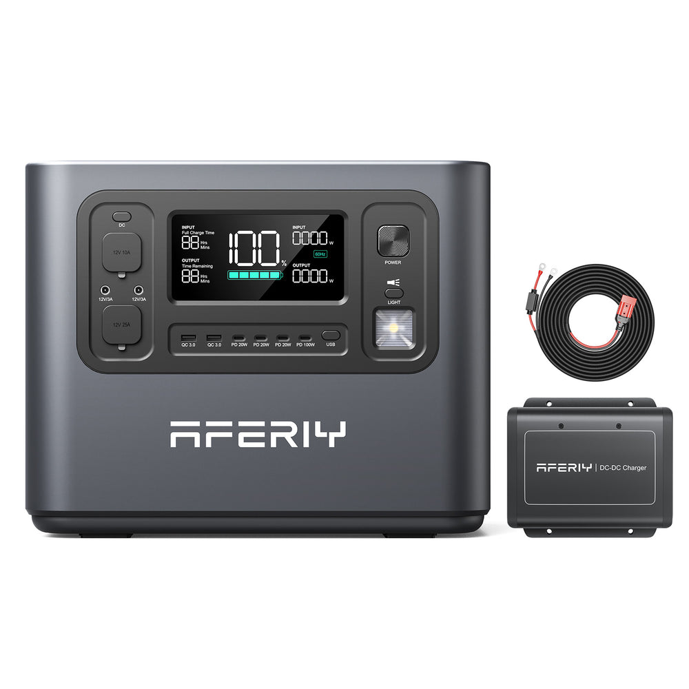 High-capacity AFERIY P210 2400W Power Station with AFERIY DC060 B2B Charger
