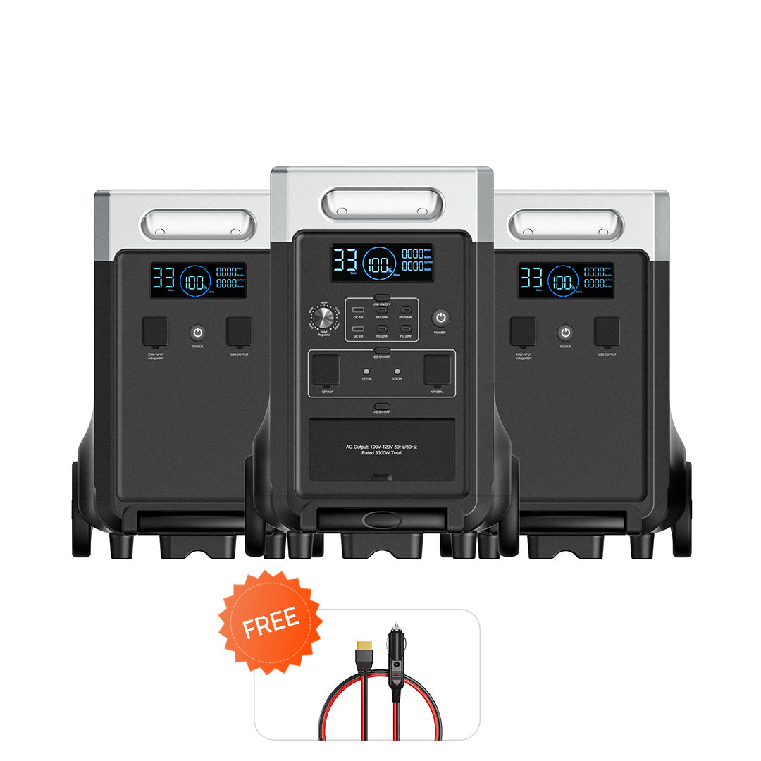 AFERIY P310 portable power station 3300W 3840Wh bundle with a free AFERIY XT90 ACC Car Charging Cable included
