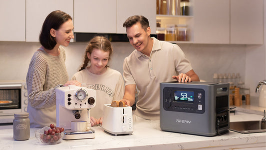 Man uses portable generator to heat food