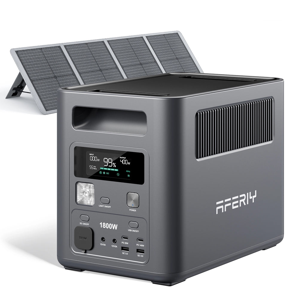 AFERIY 1800W Portable Power Station with 100W Portable Solar Panel