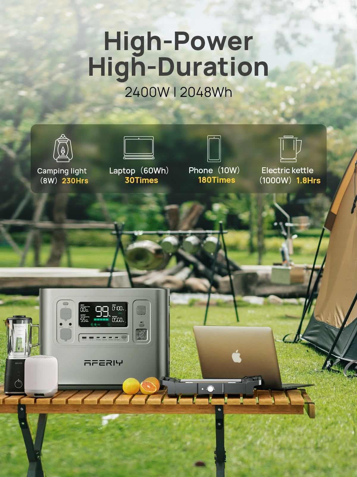 AFERIY P210 Portable Power Station 2400W 2048Wh Silver