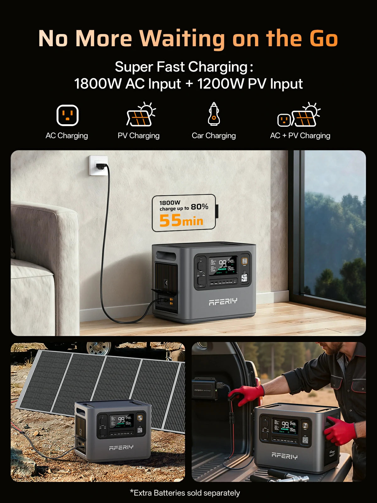 AFERIY P300 Portable Power Station with Expandable Capacity 3000W 2048Wh