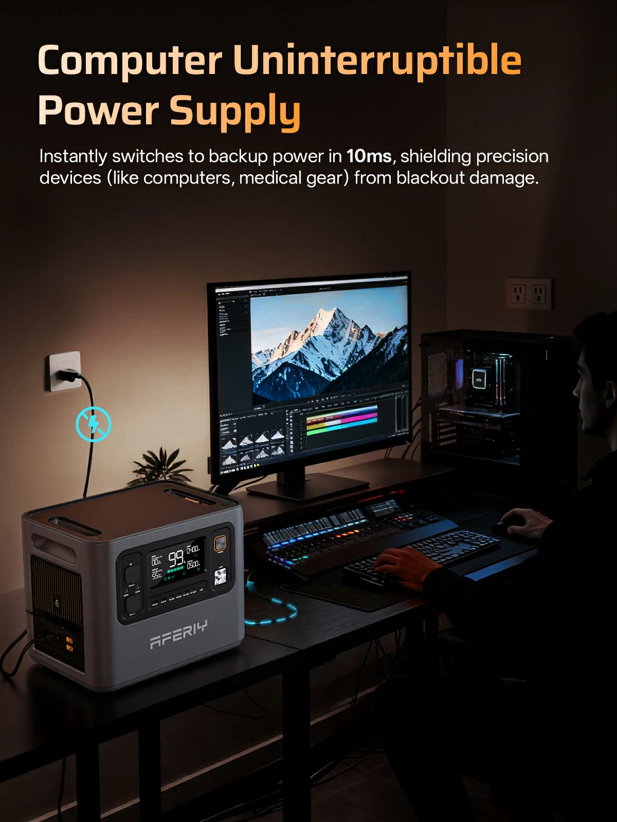 AFERIY P300 Portable Power Station with Expandable Capacity 3000W 2048Wh