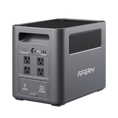 Rear view of AFERIY Nomad1800 featuring the built-in cooling fan and AC/solar input ports.