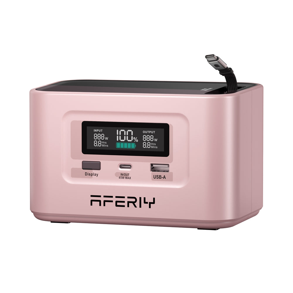 AFERIY Nano100 Portable Power Station 145W Output 100W PD 99.2Wh, Nano100 100W (Max 145W) Pink