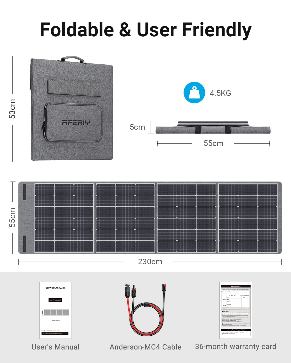 AFERIY ‎AF-S200 200W Portable Solar Panel  is foldable & user friendly.
